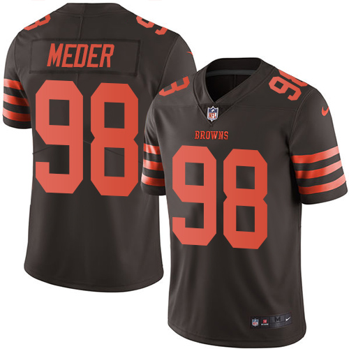 Men's Limited Jamie Meder Nike Jersey Brown - #98 Rush NFL Cleveland Browns